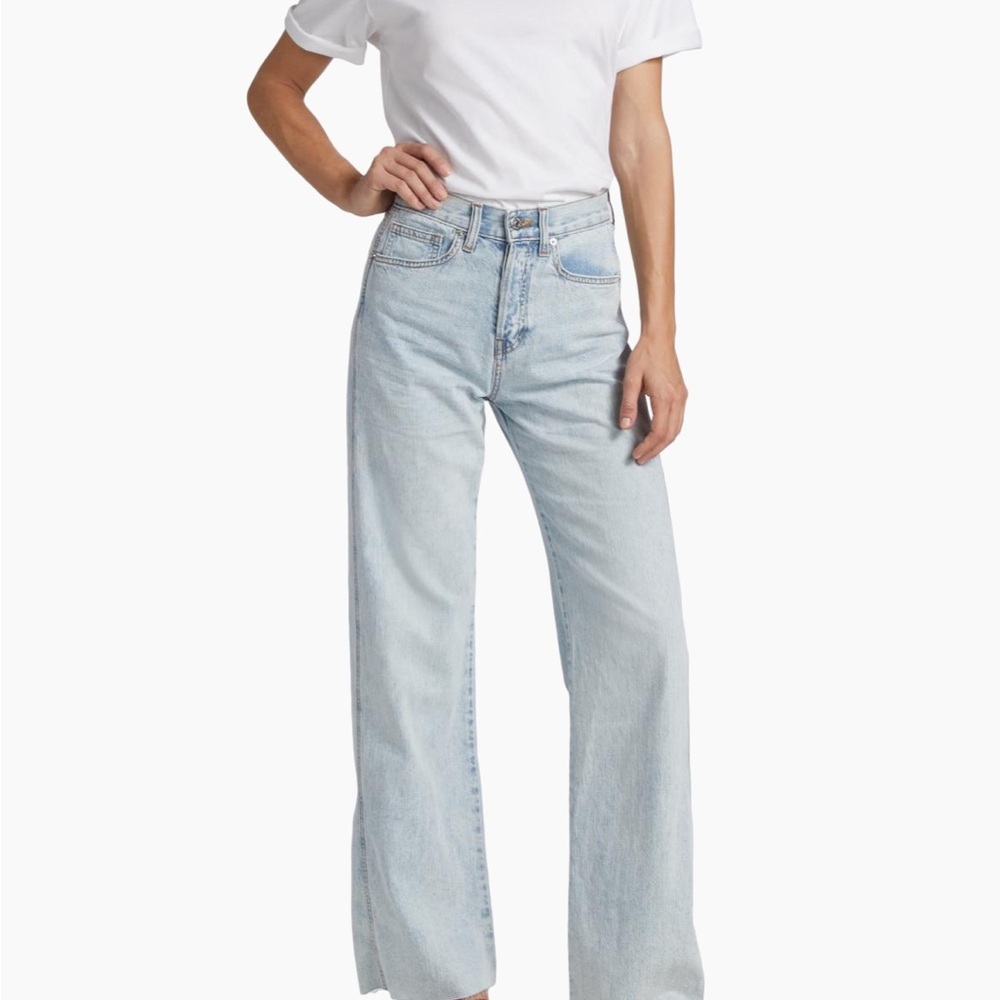 Veronica Beard Taylor High-Rise Wide-Leg Women's Jeans in Pale Stone Wash